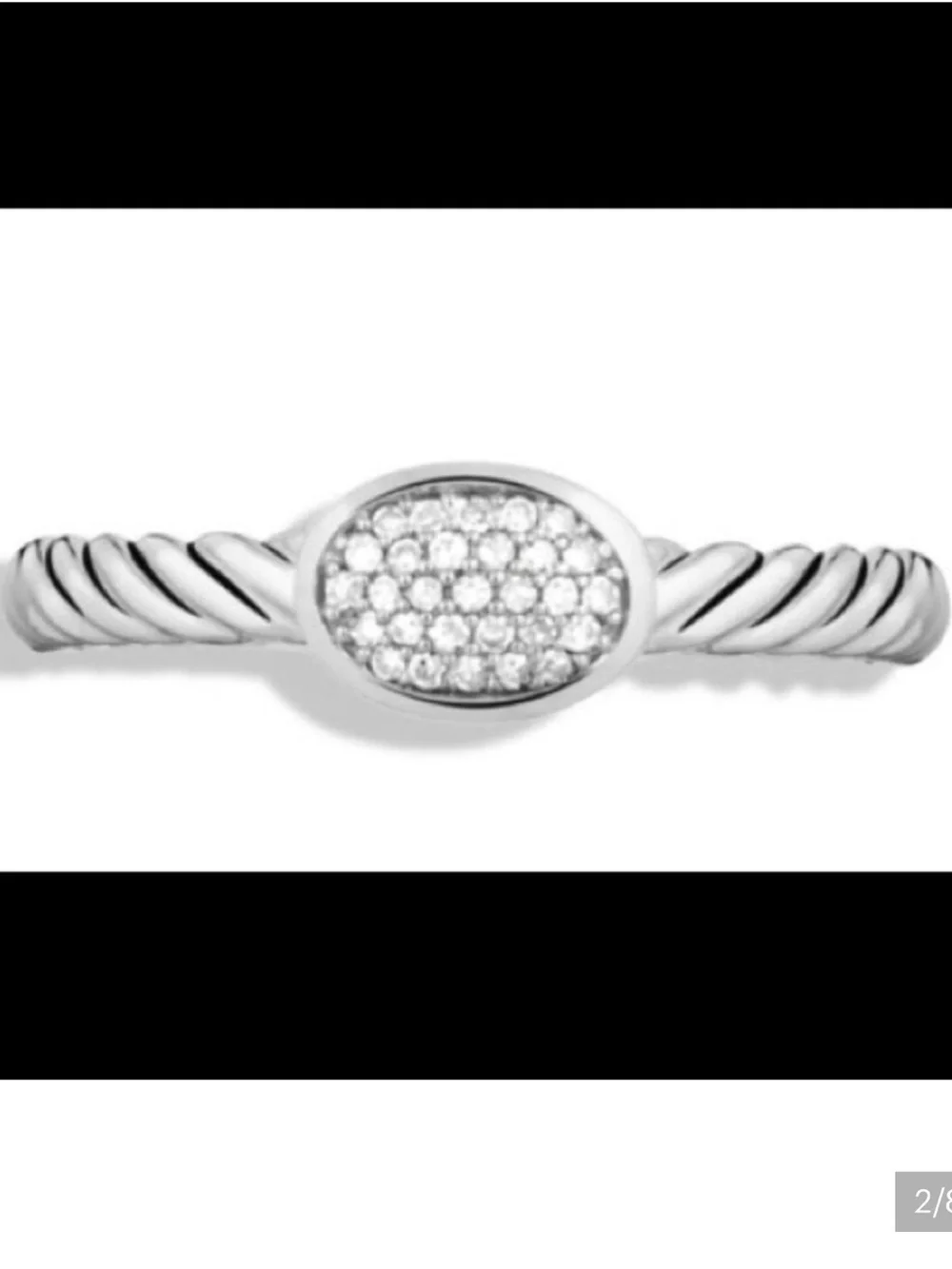 David Yurman Sterling Cable Ring with Pavé Diamond Oval